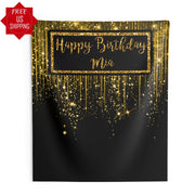 Custom Gold Glitter Backdrop Graduation Birthday Party Banner Wedding Photo Booth Bridal Shower Decor Personalized Event Background 01DS05