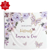 Girl Butterfly Party Backdrop