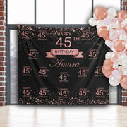 Rosegold Glitter step repeat Birthday Backdrop