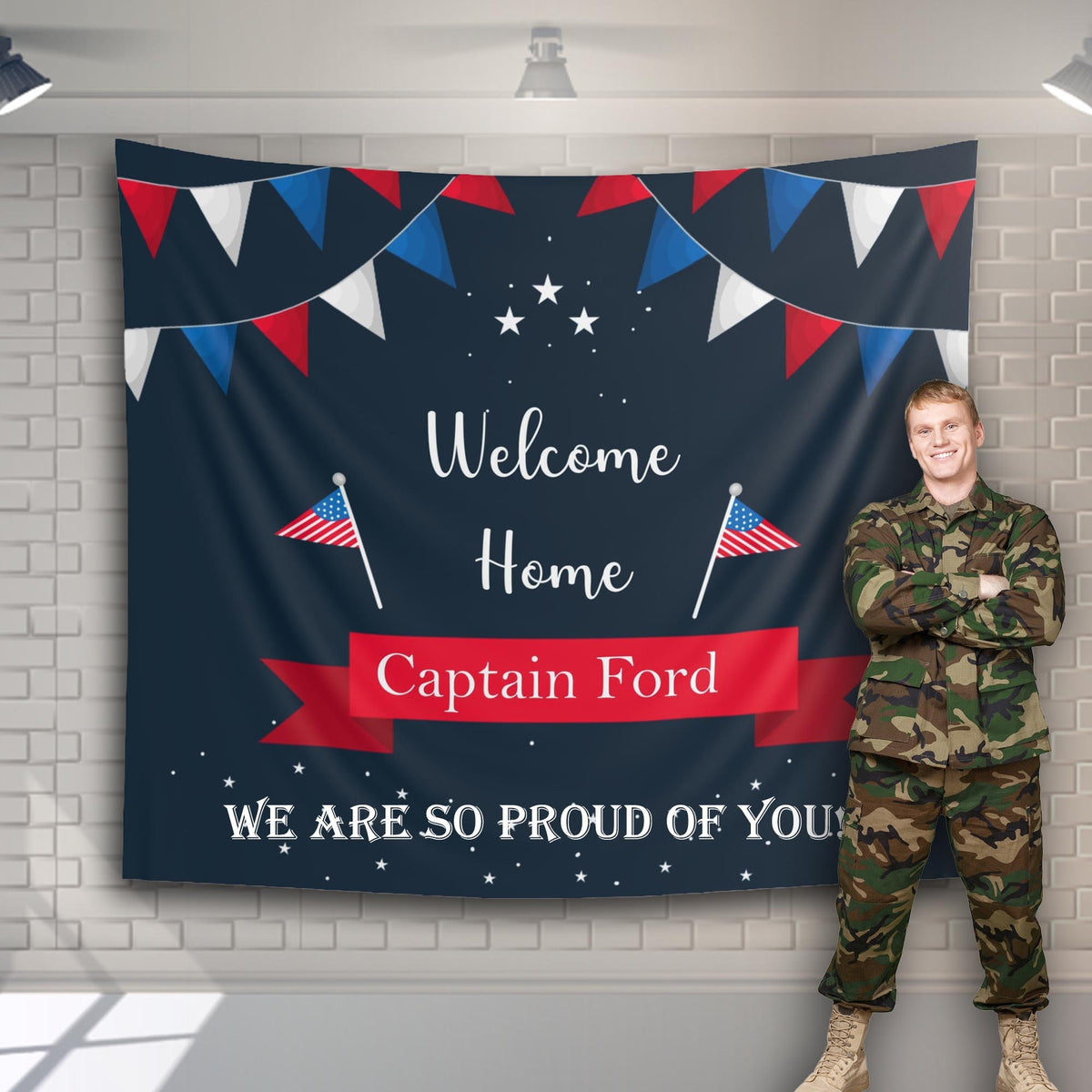 Welcome home military backdrop