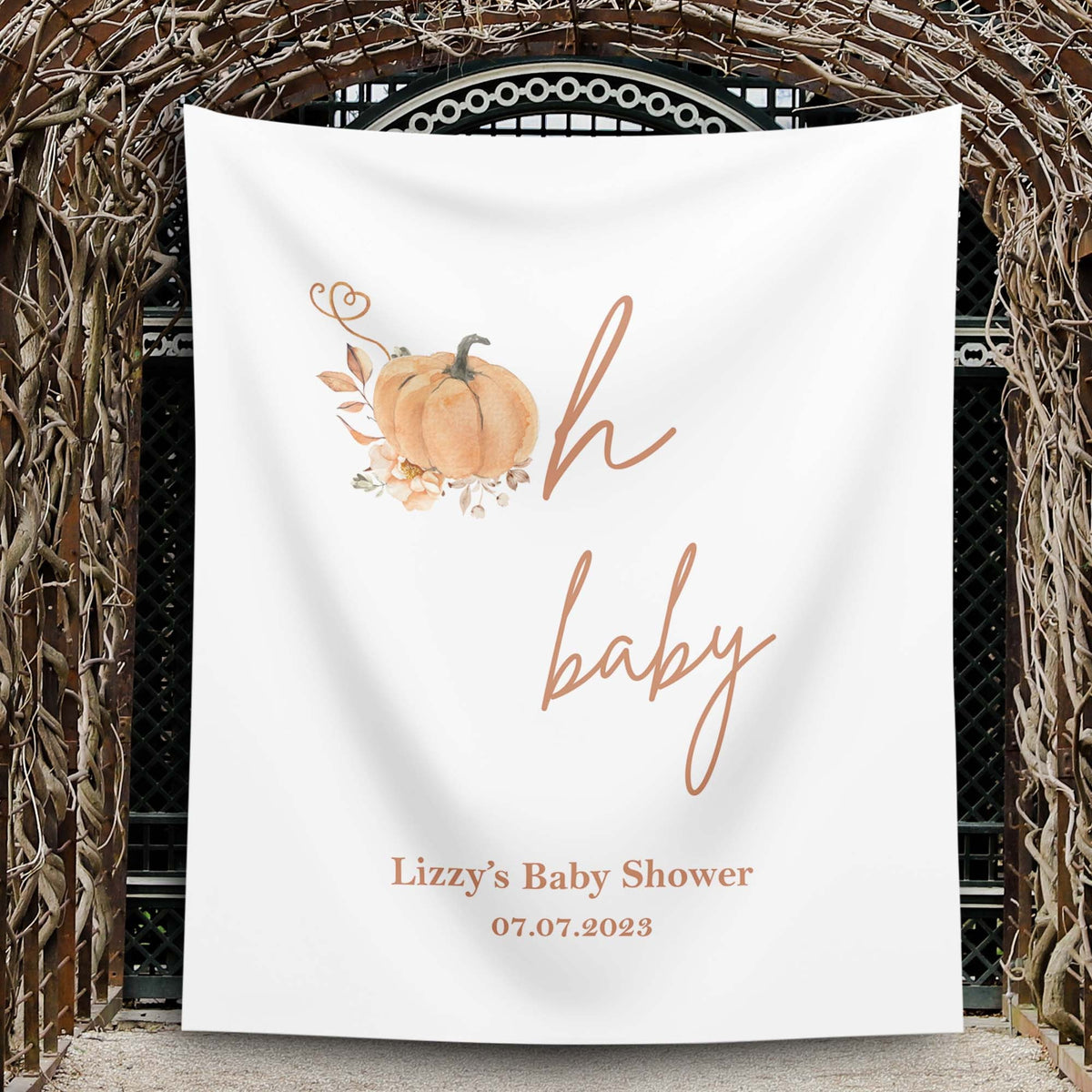 Oh Baby Pumpkin Baby Shower Backdrop