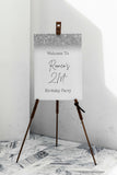 Rose Gold Birthday Sign Foam Board Glitter Confetti Welcome Sign Birthday Decor Printed Yard Sign Womens Girls Party Poster 30th Birthday