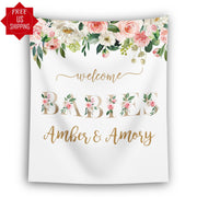 Custom Blush Floral Shower Decorations