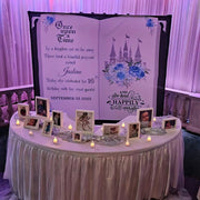 Princess Party Decoration Blue Silver Once Upon A Time Story Book Backdrop Winter Kids Party Banner Fairy Tale Princess Girls Photobooth