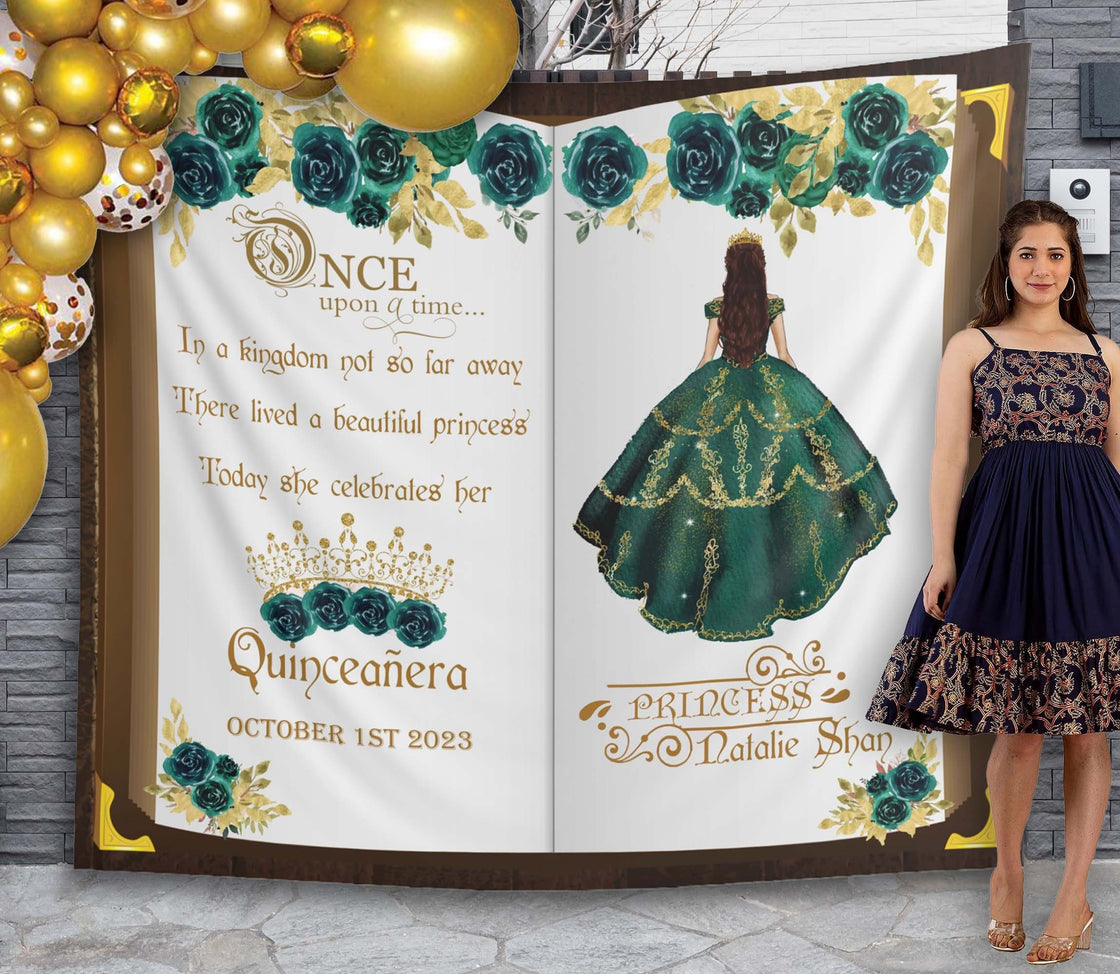 Emerald Green Quinceañera Backdrop