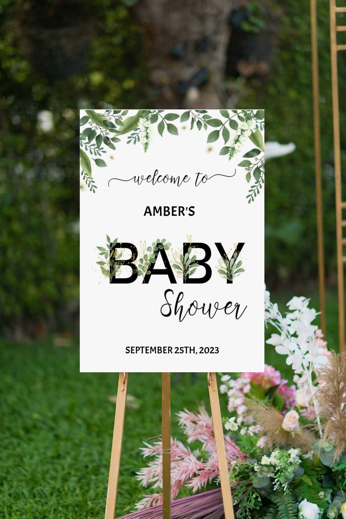 Greenery Baby Shower Welcome Sign Custom Gender Neutral Boy Baby Shower Decoration Welcome Poster Baby Sprinkle Printed and Shipped