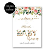 Baby Shower Welcome Sign Custom Blush Pink Floral Foam Board Baby Shower Decoration Welcome Poster Baby Sprinkle Printed and Shipped