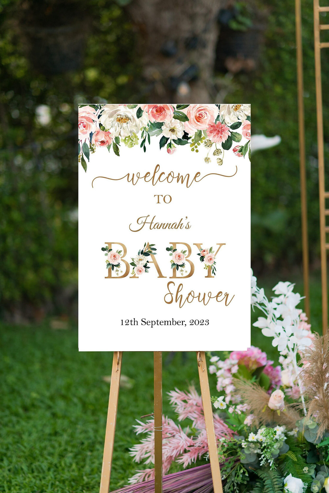 Baby Shower Welcome Sign Custom Blush Pink Floral Foam Board Baby Shower Decoration Welcome Poster Baby Sprinkle Printed and Shipped
