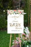 Girl Baby Shower Welcome Sign Foam Board Custom Blush Pink Floral Baby Shower Decoration Welcome Poster Baby Sprinkle Printed and Shipped