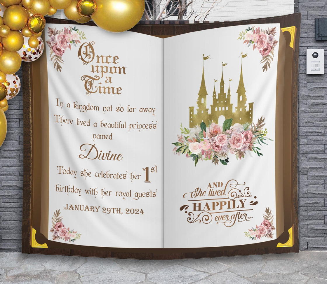Rose Gold Princess Birthday Backdrop