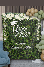 Graduation Photo Backdrop Class of 2024 Fabric Grass Wall Decor Grad Party Banner Congrats Grad High School Prom Banner College Grad Sign