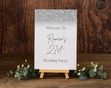 Rose Gold Birthday Sign Foam Board Glitter Confetti Welcome Sign Birthday Decor Printed Yard Sign Womens Girls Party Poster 30th Birthday