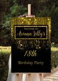 Black and Gold Glitter Welcome Poster Foamboard Birthday Welcome Sign Gold Welcome Sign Printed and Shipped Foam Board Birthday Dinner