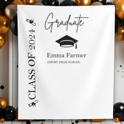 Graduate Backdrop Minimalist Class of 2025 Graduation Decor Congratulations Grad Simple High School Colors Party Background Grad Hat Scroll