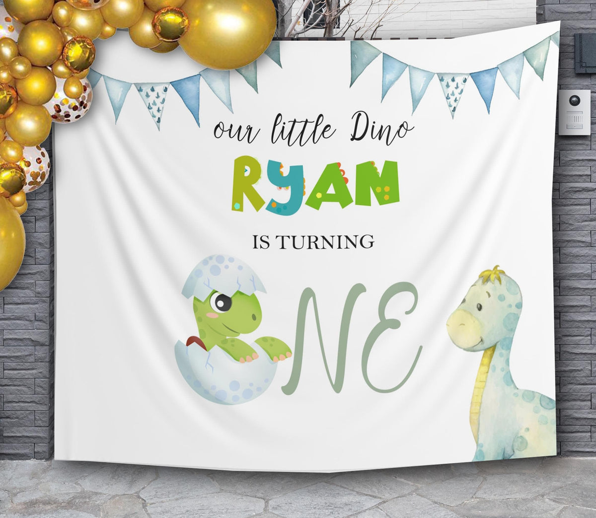 Dinosaur First Birthday Backdrop