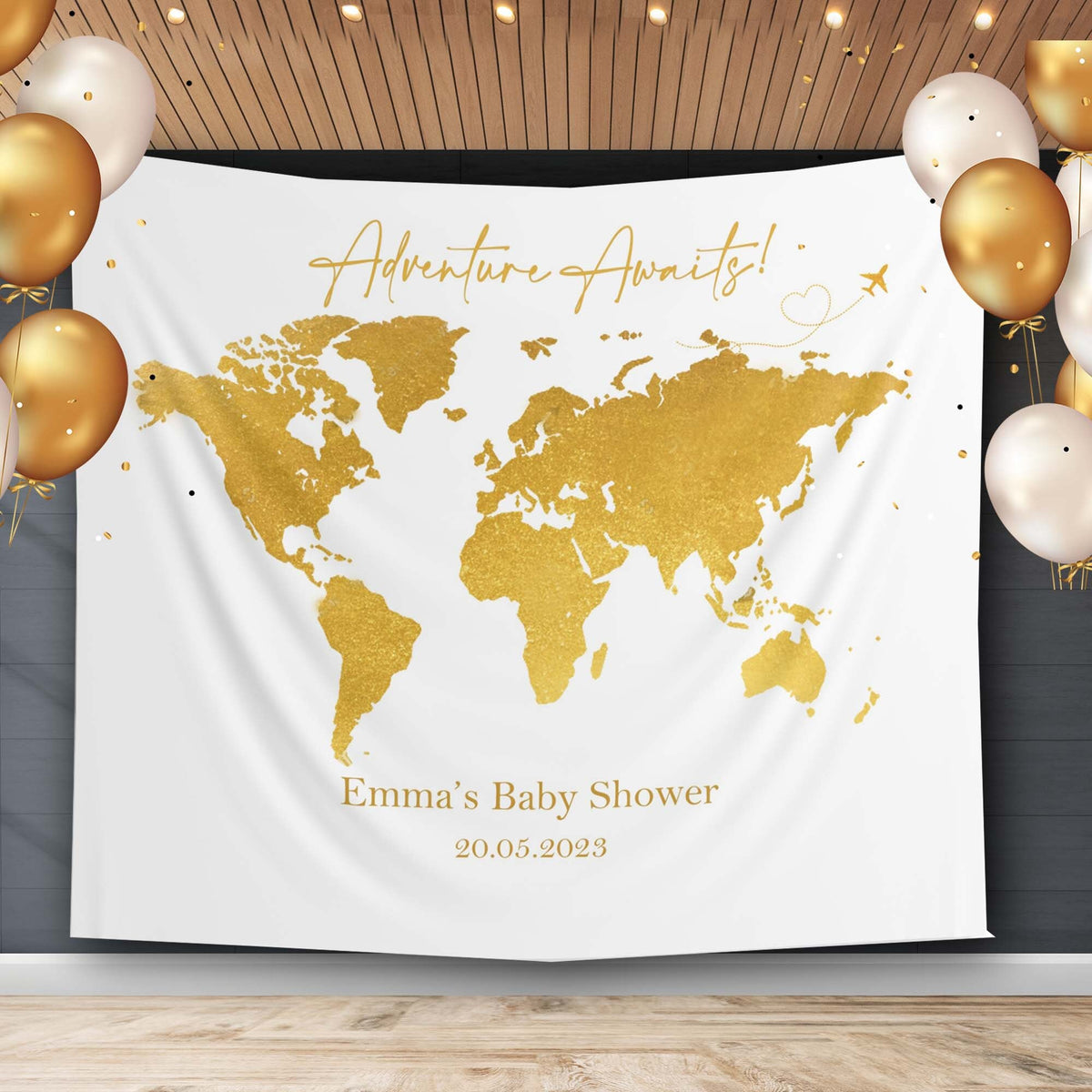 Adventure Map Baby Shower Backdrop Travel Themed Baby Shower