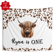Cow Print Birthday Backdrop Western Party Banner Country First Birthday Background Highchair Cowboy Birthday Decoration Farm Animals