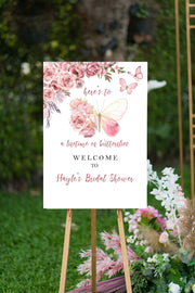 Butterfly Bridal Shower Sign Floral Blush Butterfly Wedding Shower Foam Board Lifetime of Butterflies Bridal Brunch Poster Future Mrs