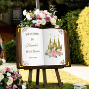 Princess Bridal Shower Sign Floral Castle Book Wedding Shower Foam Board Fairytale Bridal Brunch Printed Poster Future Mrs Hen Party Sign