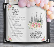 Silver Pink Quinceañera Princess Backdrop Floral Castle 15th Birthday Book Backdrop Mis Quince 15 Anos Birthday Once Upon a Time Fairytale