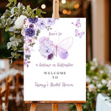 Purple Butterfly Bridal Shower Sign Lilac Floral Butterfly Wedding Shower Foam Board Lifetime of Butterflies Bridal Brunch Poster Future Mrs