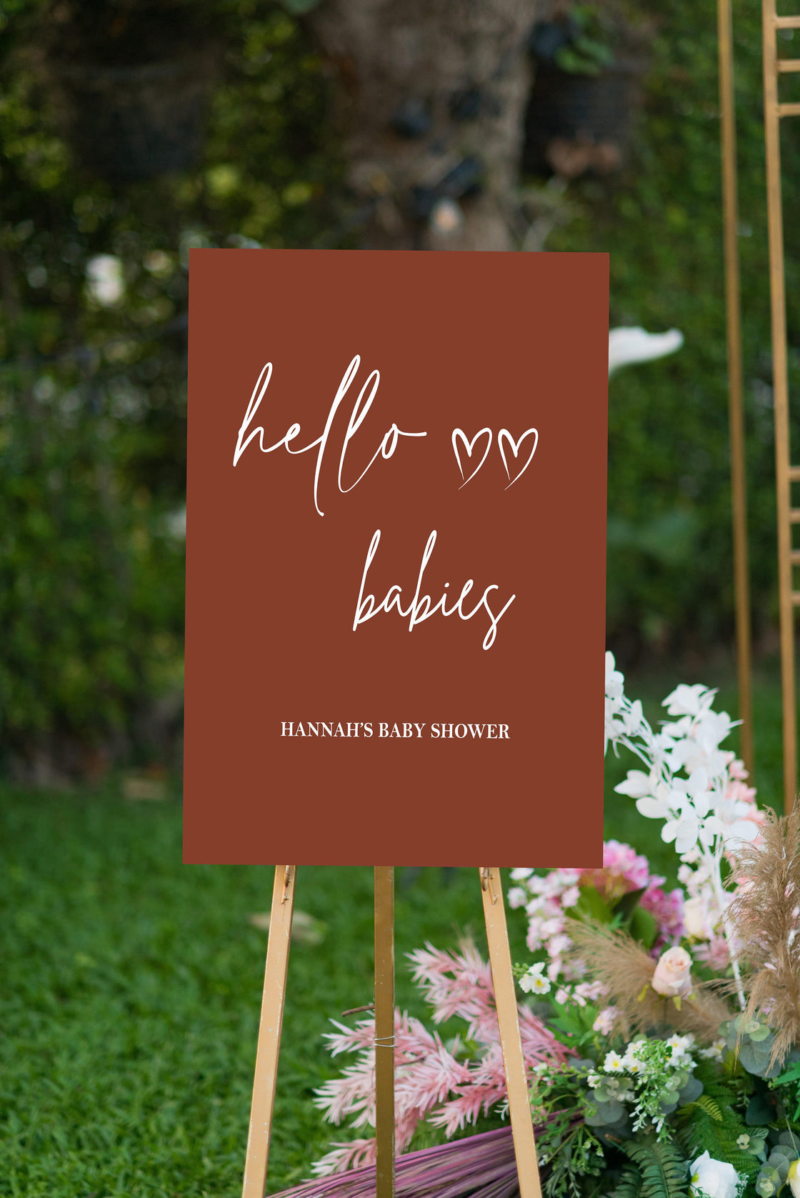 Hello Babies Minimalist Baby Shower Sign Twins Baby Shower Gender Neutral Poster Terracotta Baby Shower Foamboard Hello Baby Sprinkle