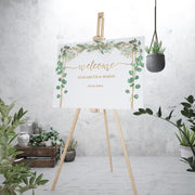 Custom Wedding Sign Poster Greenery Wedding Welcome Sign Foam Board Printed Eucalyptus Welcome Signage Personalized Engagement Sign