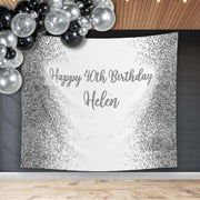 Silver Glitter Backdrop, Custom Birthday Party Decor,