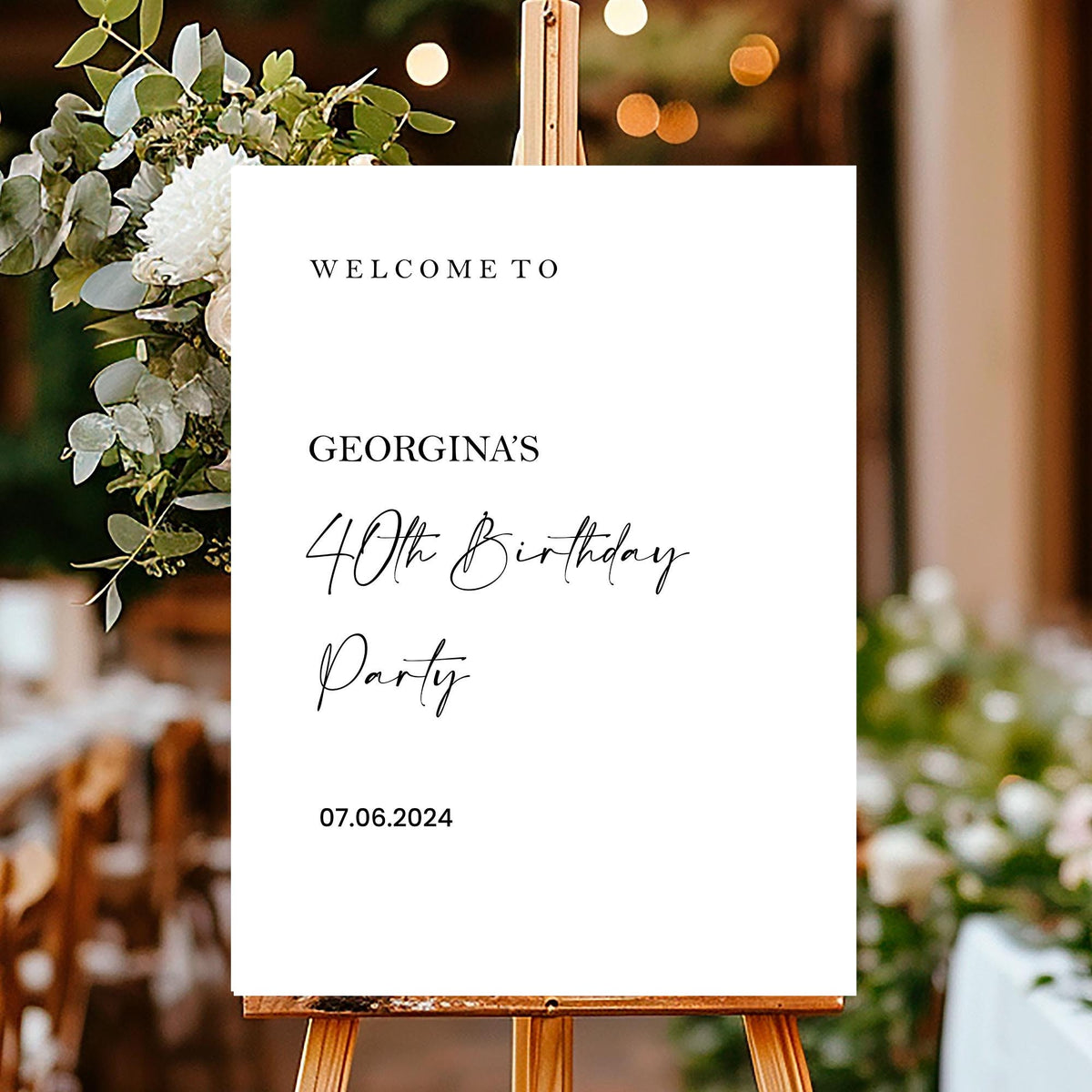 Printed Modern Calligraphy Birthday Welcome Sign Foamboard