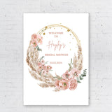 Printed Bridal Shower Welcome Sign Boho Floral Bridal Shower Foamboard Personalized Pampas Grass Poster Bohemian Shower Bach Party Decor