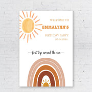 Printed Groovy One Rainbow Welcome Sign First Trip Around the Sun Birthday Foam Board 1st Birthday Poster Sunshine 1st Birthday Boho
