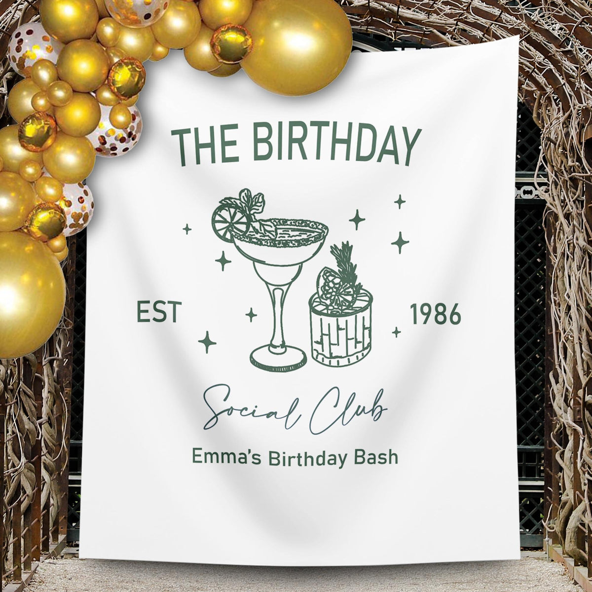 Custom Name Social Club Backdrop Luxury Birthday Bachelorette