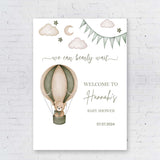 Bear Baby Shower Foam Board Sign Gender Neutral Hot Air Balloon Welcome Sign We Can Bearly Wait Beige Baby Shower Poster Custom Sign