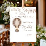 Bear Baby Shower Foam Board Sign Gender Neutral Hot Air Balloon Welcome Sign We Can Bearly Wait Beige Baby Shower Poster Custom Sign