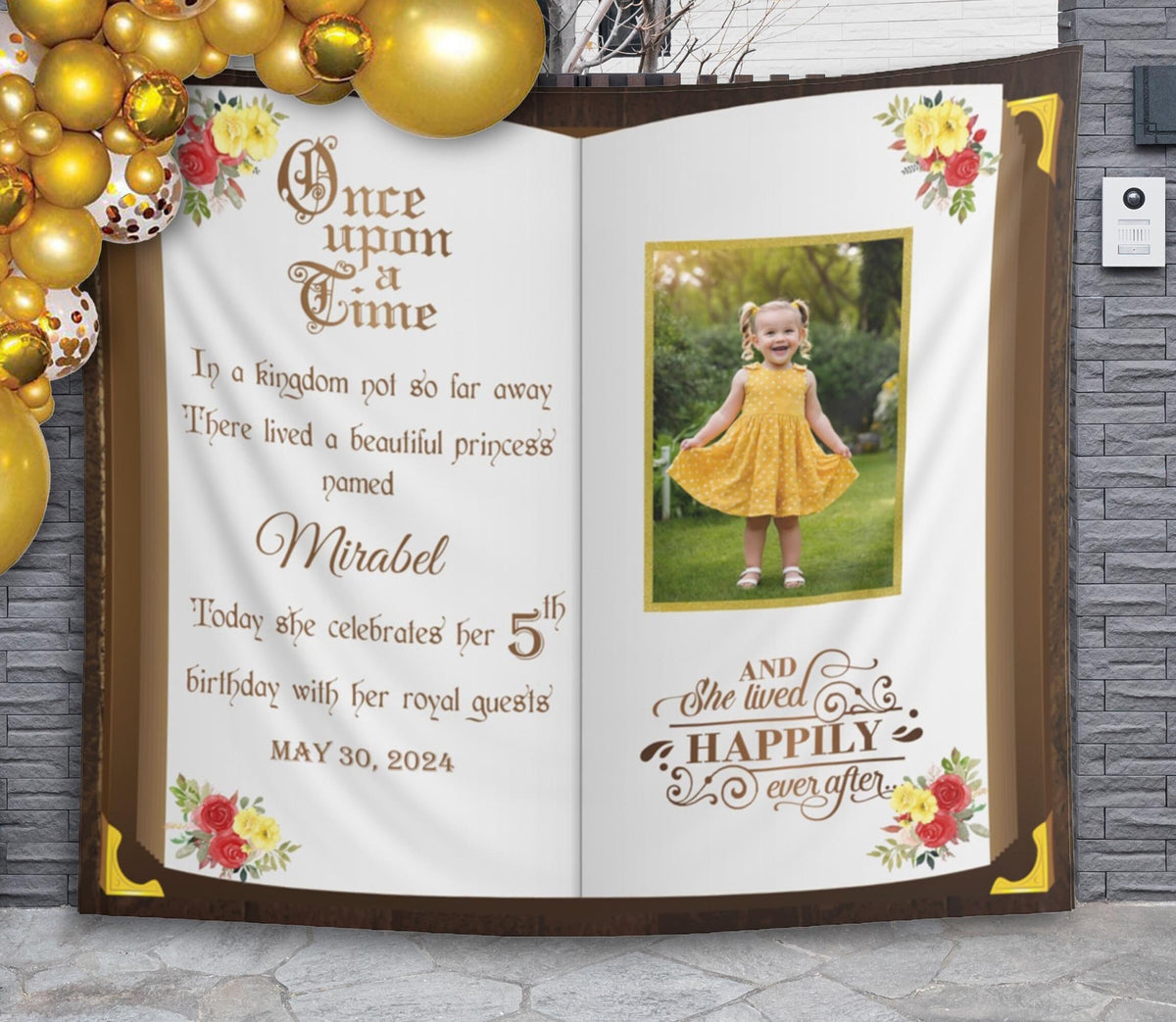 Princess Birthday Decor Custom Photo Book Backdrop