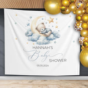 Boy Baby Shower Backdrop Bear Moon Clouds Stars Baby Shower Decor