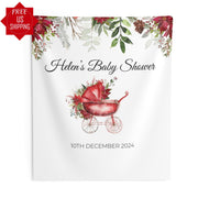 Baby Stroller Cot Floral Banner Winter Festive Baby Shower Photo Booth