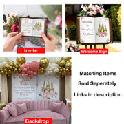 Princess Baby Shower Welcome Sign Printed Sign Royal Castle Book Sign Blush Floral Baby Shower Decoration Personalized Party Poster