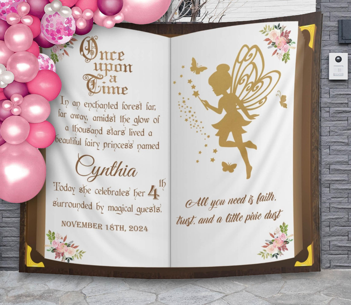 Fairy Birthday Backdrop Whimsical Enchanted Party Decoration