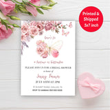 Butterfly Bridal Shower Invitation Printed & Shipped Floral Blush Butterfly Wedding Shower Invite Card Lifetime of Butterflies Bridal Brunch