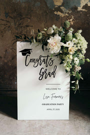 Congrats Grad Welcome Sign Custom School Colors Graduation Party Foamboard High School Grad Hat Poster Senior College Matte Paper Sign