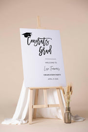 Congrats Grad Welcome Sign Custom School Colors Graduation Party Foamboard High School Grad Hat Poster Senior College Matte Paper Sign