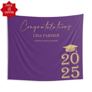 Personalized High School Graduation Banner College Graduation Multiple Colors Grad Hat Decor