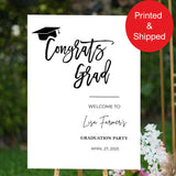 Congrats Grad Welcome Sign Custom School Colors Graduation Party Foamboard High School Grad Hat Poster Senior College Matte Paper Sign