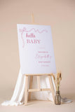 Printed Sage Green Sign Baby Shower Welcome Sign Coquette Bow Entrance Foamboard Sign Printed Hello Baby Ribbon Minimalist Poster Paper