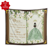Sage Green Princess Party Banner Quinceañera Floral Backdrop Sweet 16 Decor 15th Anos Birthday Photobooth Once Upon a Time Fairytale Decor