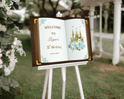 Printed Birthday Castle Sign Prince Princess Floral Welcome Sign Personalized Foam Board Fairytale Birthday Custom Storybook Decoration
