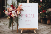 Printed Bridal Shower Welcome Sign Blush Coquette Bow Bachelorette Party Foamboard Pink Ribbon Engagement Poster Wedding Shower Future Mrs