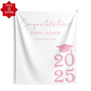 Personalized High School Grad Hat Banner College Female School Colors Sign