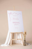 Printed Coquette Bow Sign Bridal Shower Welcome Poster Blush Ribbon Bachelorette Party Foamboard Engagement Poster Wedding Shower Future Mrs